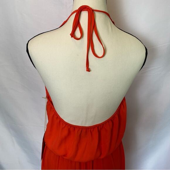 Show Me Your MuMu Women's Heather Halter High Neck Maxi Dress Large Coral Flowy - Picture 12 of 16